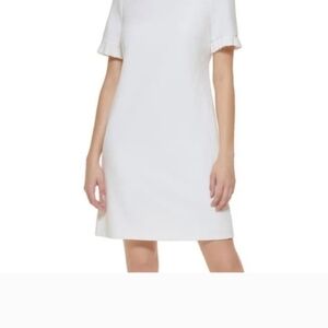 Tommy Hilfiger White Short Sleeve Ruffle Trim Top